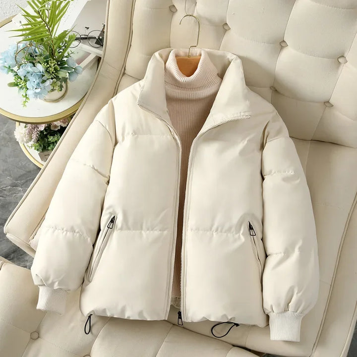 Hara | Dames herfst/winter pufferjas met opstaande kraag-Zomer Jassen-Calora-Crèmewit-S-Calora
