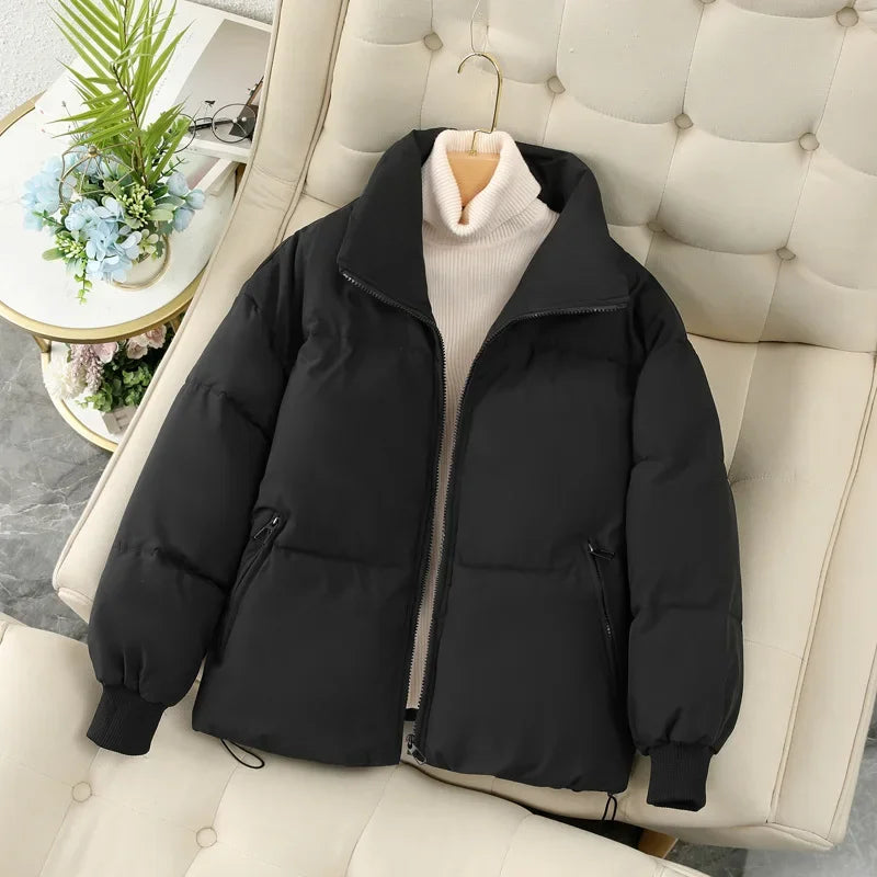Hara | Dames herfst/winter pufferjas met opstaande kraag-Zomer Jassen-Calora-Zwart-S-Calora
