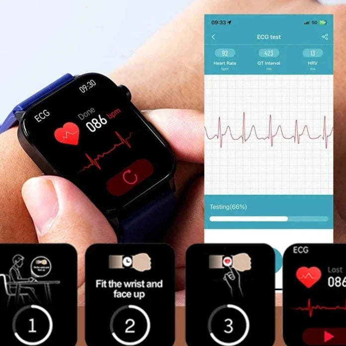 HealthPulse | Smartwatch voor Gezondheidsmonitoring en Stijl-Elektronica/Gadgets-Calora-Zwart-Calora