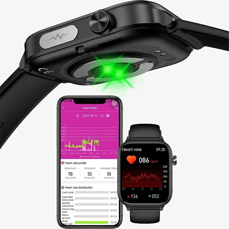 HealthPulse | Smartwatch voor Gezondheidsmonitoring en Stijl-Elektronica/Gadgets-Calora-Zwart-Calora