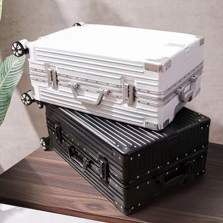CALORA_ Helsher | Retro Aluminium Frame Bagage Koffer met Grote Capaciteit en Combinatieslot