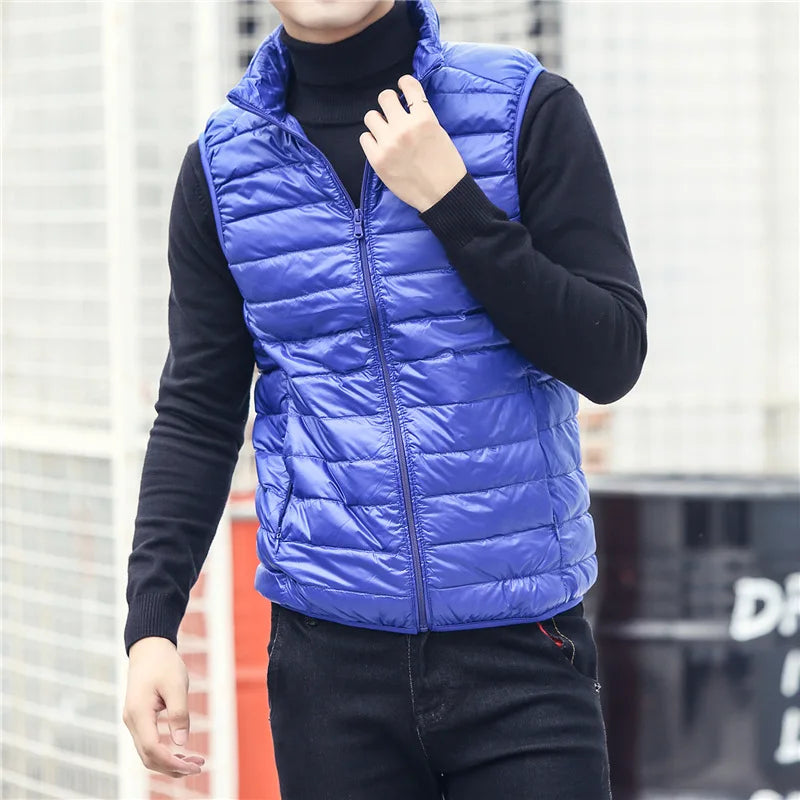 Heren Bodywarmer met kraag herfst / winter-Bodywarmers-Calora-Blauw-L-Calora