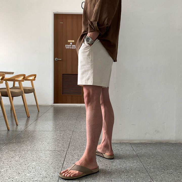 CALORA_ Heren Linnen Shorts Met Trekkoord Voor Luchtig Comfort