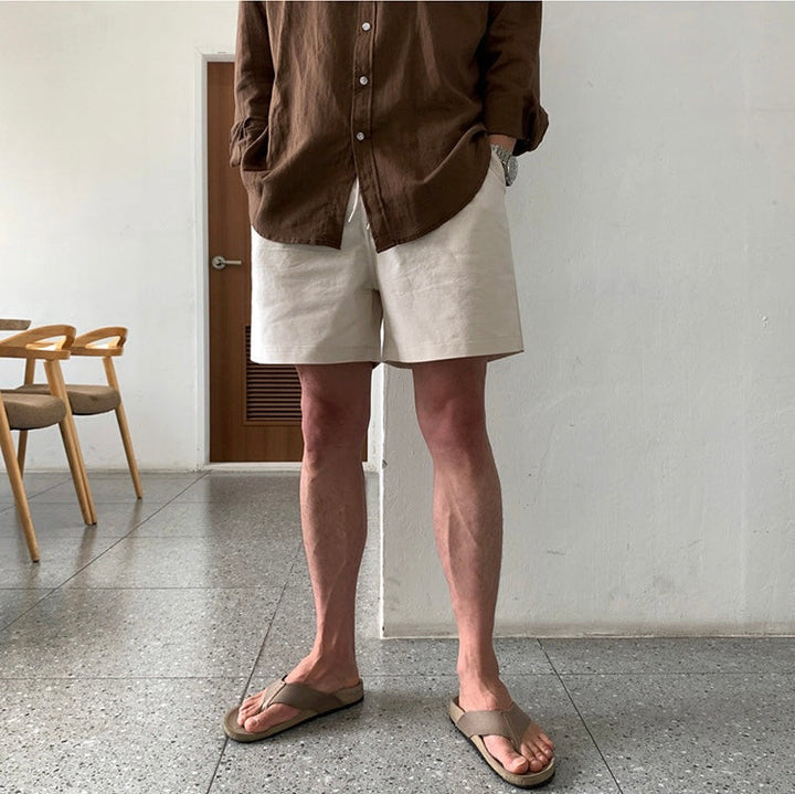 CALORA_ Heren Linnen Shorts Met Trekkoord Voor Luchtig Comfort