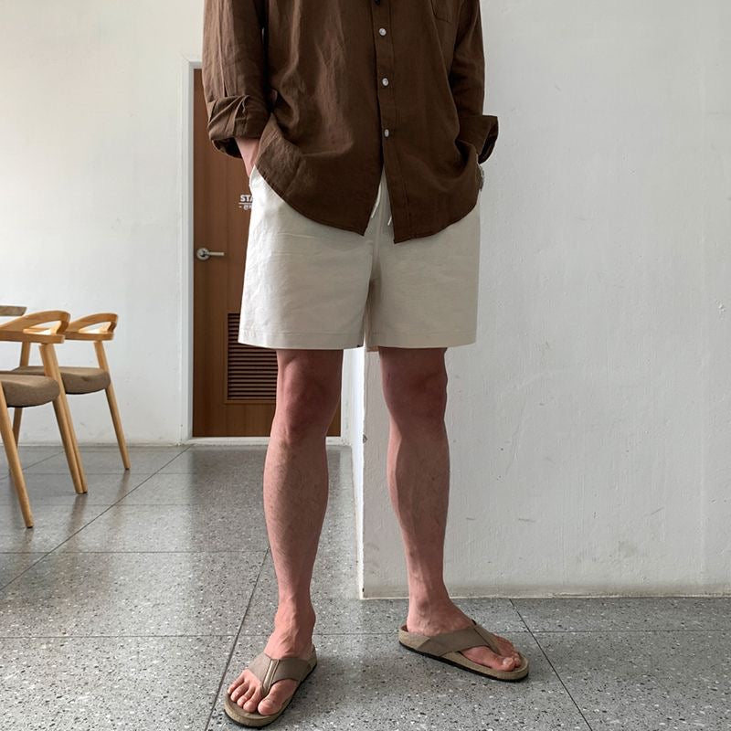 CALORA_ Heren Linnen Shorts Met Trekkoord Voor Luchtig Comfort