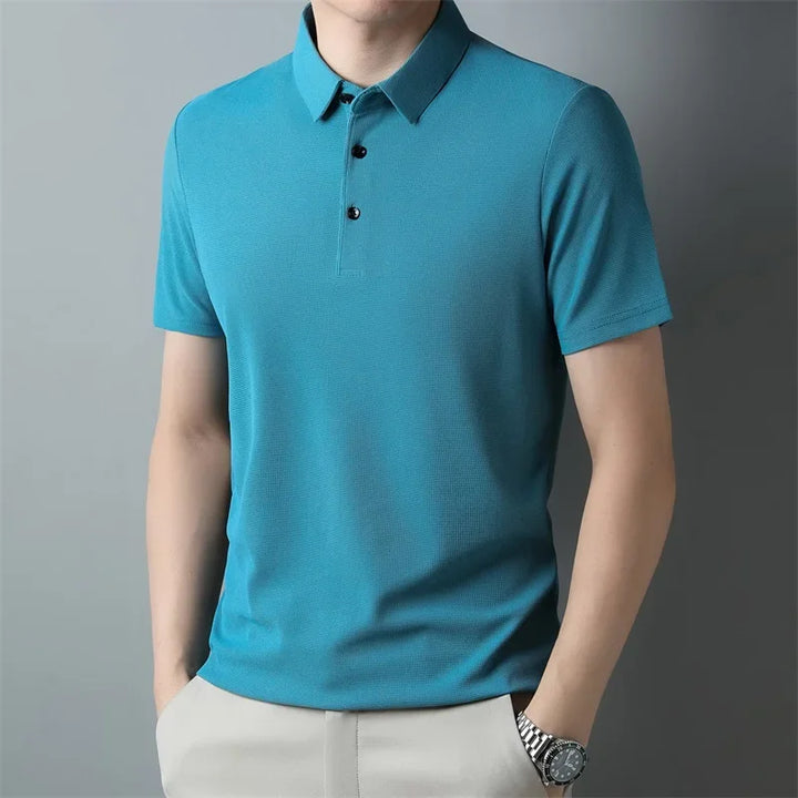 CALORA_ Heren Mode Wafel Korte Mouwen Polo Shirt Zomer Ademend Comfortabel