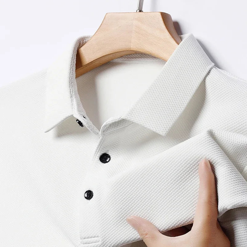 CALORA_ Heren Mode Wafel Korte Mouwen Polo Shirt Zomer Ademend Comfortabel