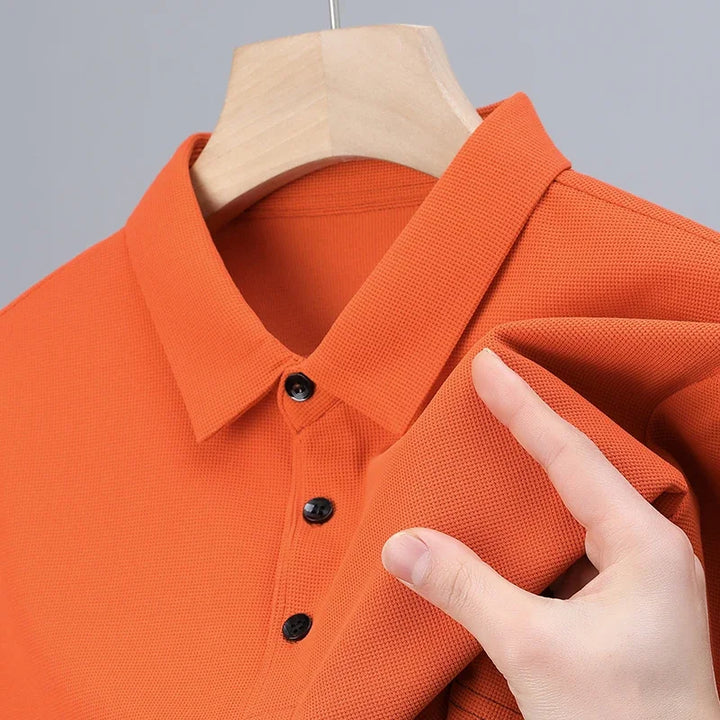 CALORA_ Heren Mode Wafel Korte Mouwen Polo Shirt Zomer Ademend Comfortabel