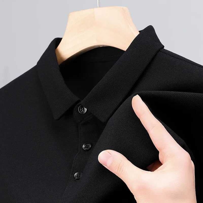 CALORA_ Heren Mode Wafel Korte Mouwen Polo Shirt Zomer Ademend Comfortabel