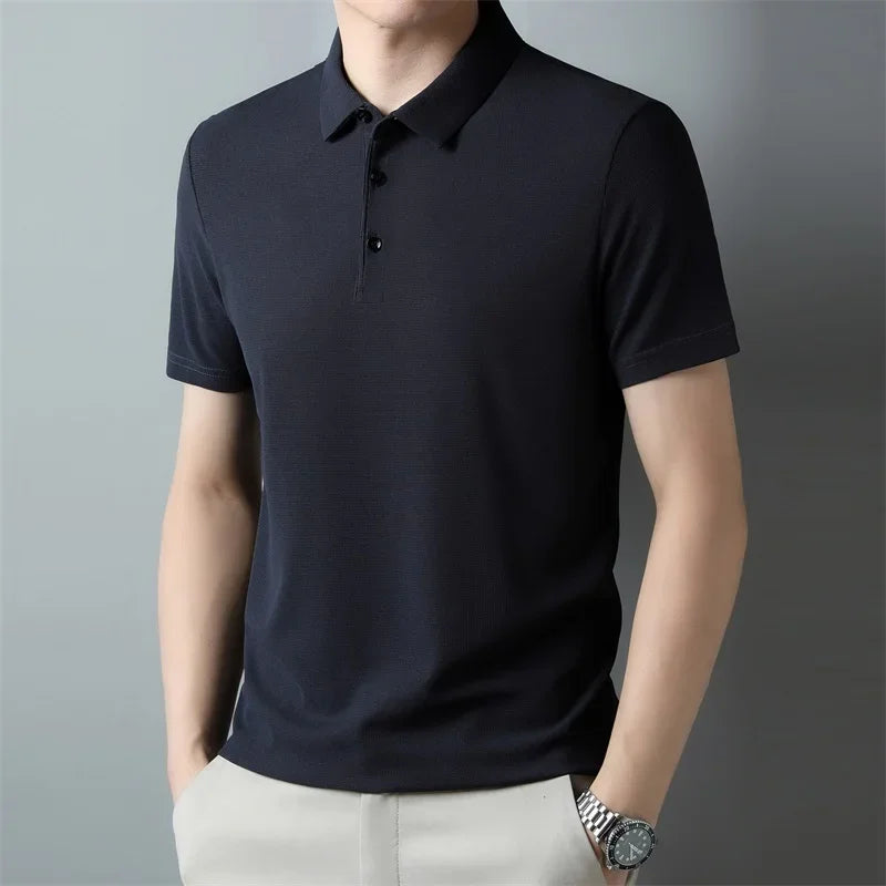 CALORA_ Heren Mode Wafel Korte Mouwen Polo Shirt Zomer Ademend Comfortabel