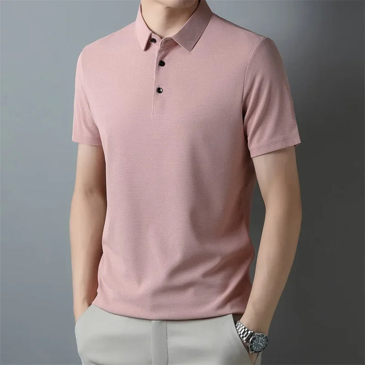 CALORA_ Heren Mode Wafel Korte Mouwen Polo Shirt Zomer Ademend Comfortabel