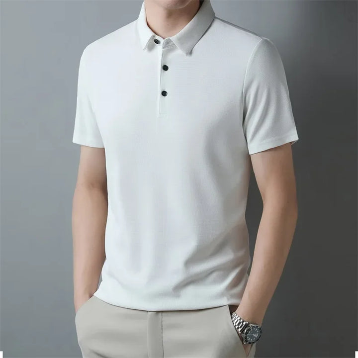 CALORA_ Heren Mode Wafel Korte Mouwen Polo Shirt Zomer Ademend Comfortabel