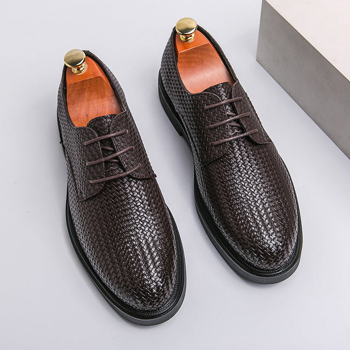 CALORA_ Heren Platform Leren Instappers met Uniek Design