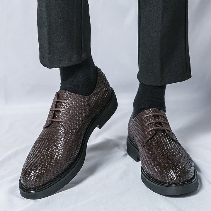 CALORA_ Heren Platform Leren Instappers met Uniek Design