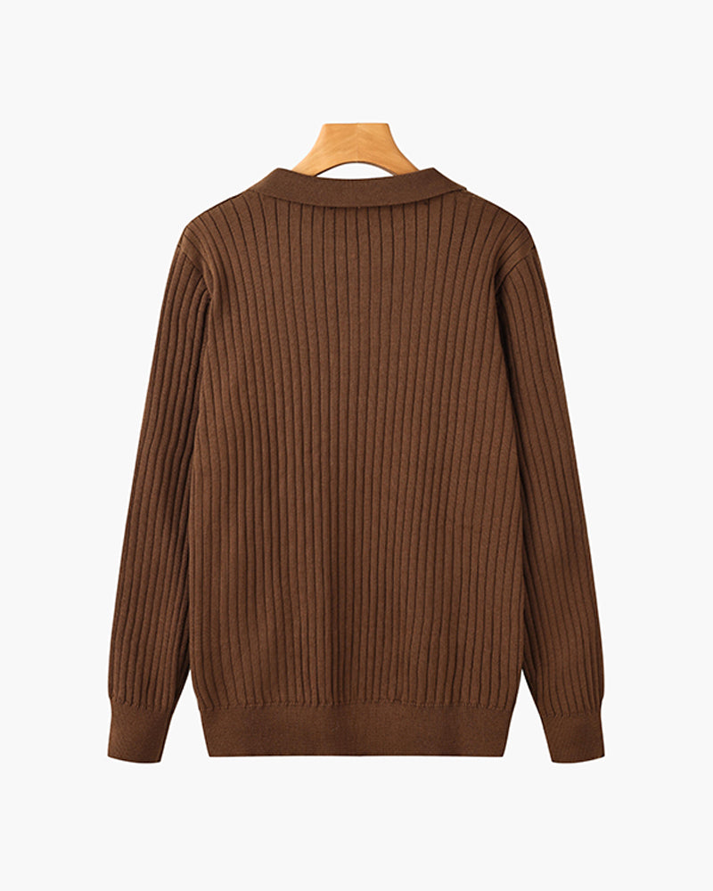 CALORA_ Heren Polo Met Knopenkraag En Verticale Ribstructuur