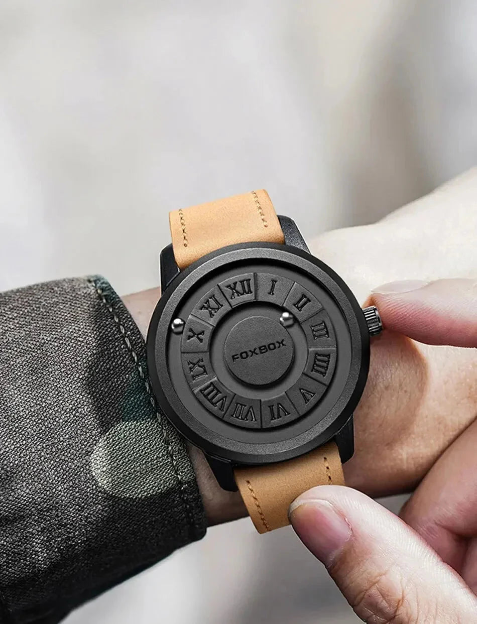 CALORA_ Heren Quartz Horloge met Stijlvolle Wijzerplaat en Lederband