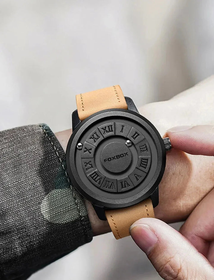 CALORA_ Heren Quartz Horloge met Stijlvolle Wijzerplaat en Lederband
