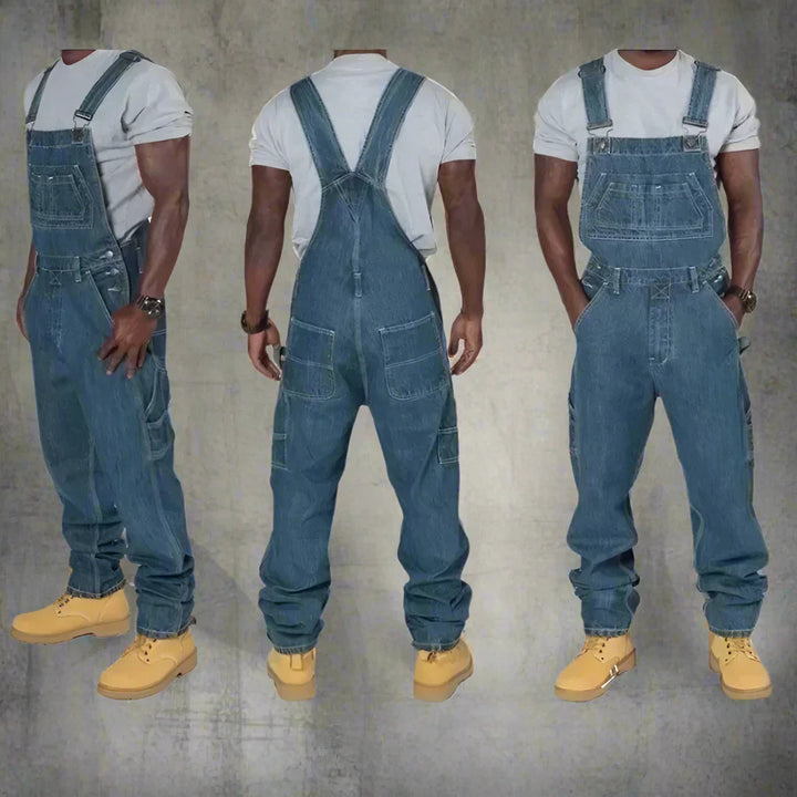 CALORA_ Heren Rechte Denim Overall Met Slim Fit En Splice Details