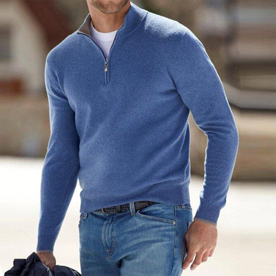 CALORA_ Heren Sweater met halve zip rits