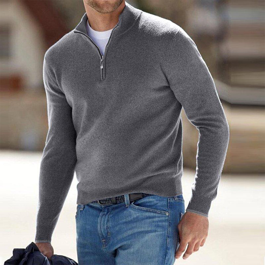 CALORA_ Heren Sweater met halve zip rits