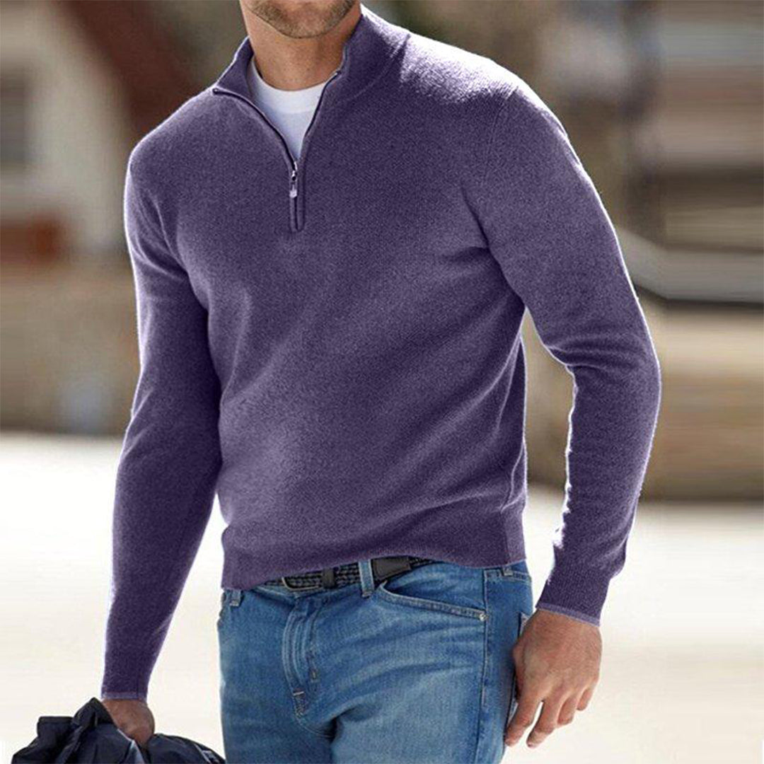 CALORA_ Heren Sweater met halve zip rits