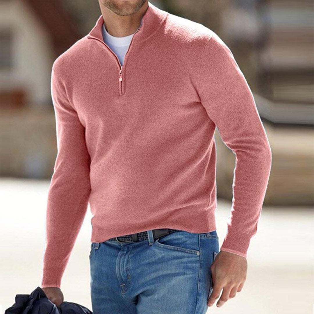 CALORA_ Heren Sweater met halve zip rits