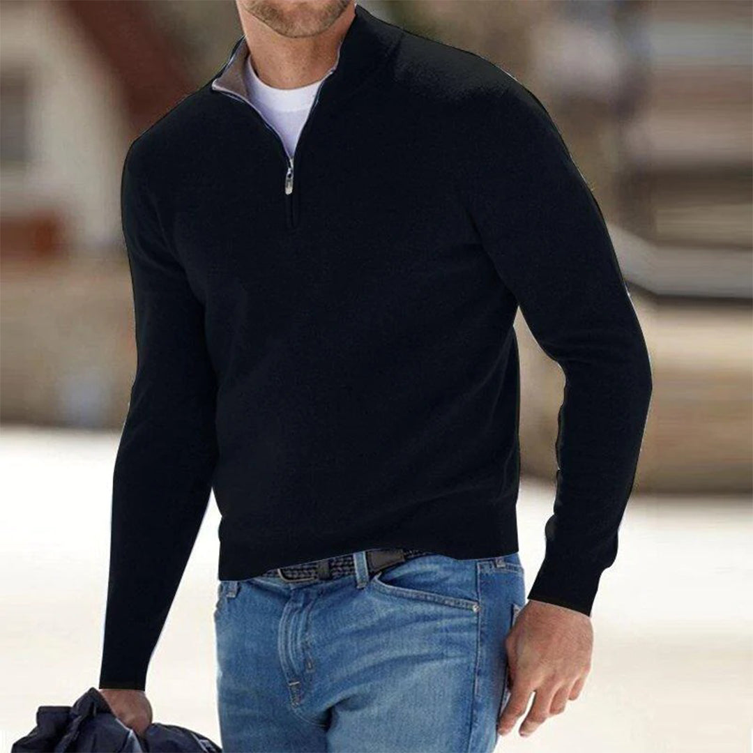 CALORA_ Heren Sweater met halve zip rits