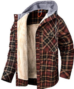 CALORA_ Heren Winterjas met Fleece Voering - Houthakkers Patroon