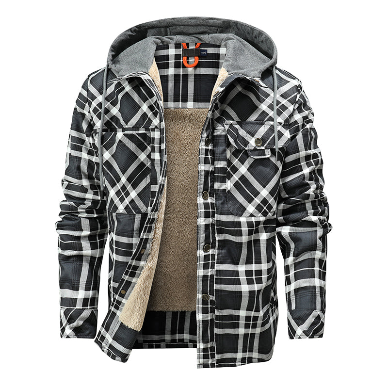 CALORA_ Heren Winterjas met Fleece Voering - Houthakkers Patroon