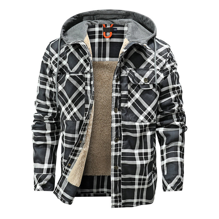 CALORA_ Heren Winterjas met Fleece Voering - Houthakkers Patroon