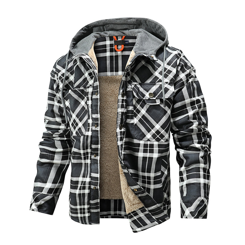 CALORA_ Heren Winterjas met Fleece Voering - Houthakkers Patroon
