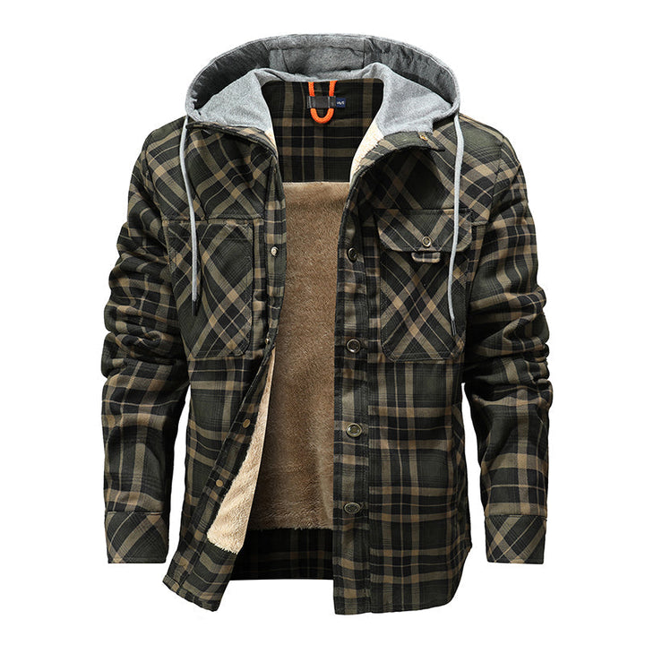 CALORA_ Heren Winterjas met Fleece Voering - Houthakkers Patroon