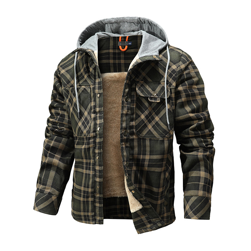 CALORA_ Heren Winterjas met Fleece Voering - Houthakkers Patroon