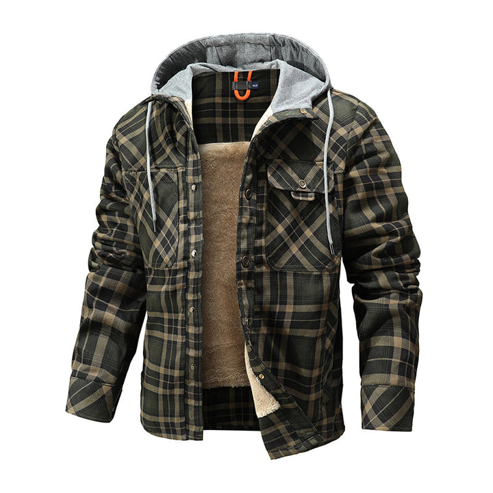 CALORA_ Heren Winterjas met Fleece Voering - Houthakkers Patroon
