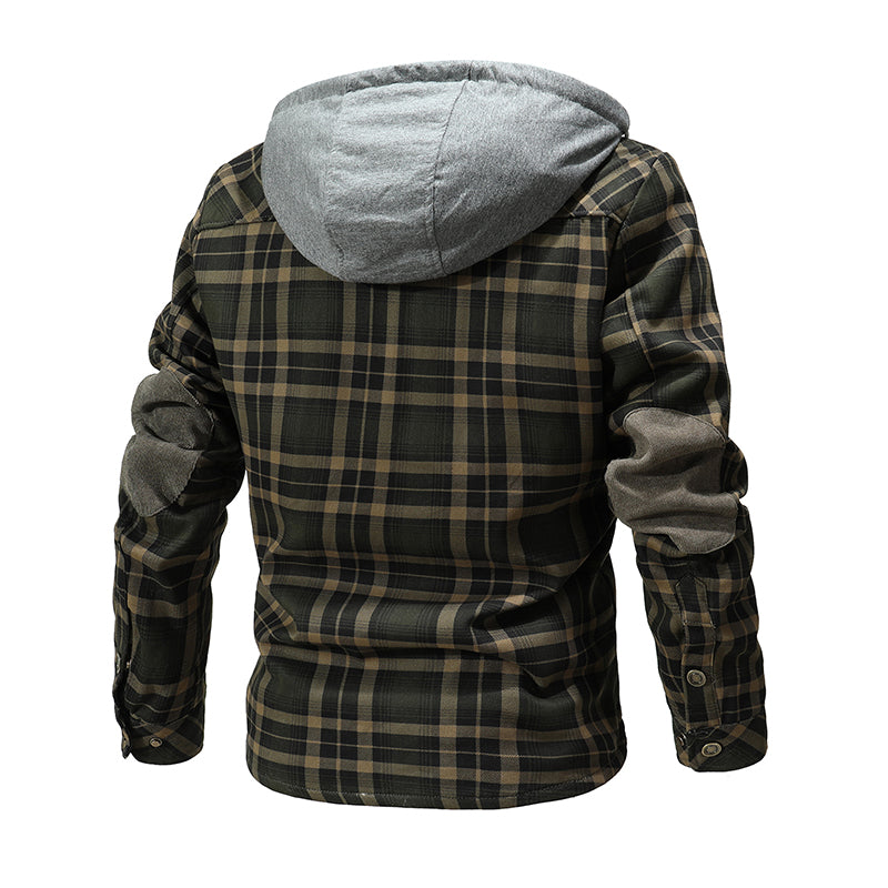 CALORA_ Heren Winterjas met Fleece Voering - Houthakkers Patroon