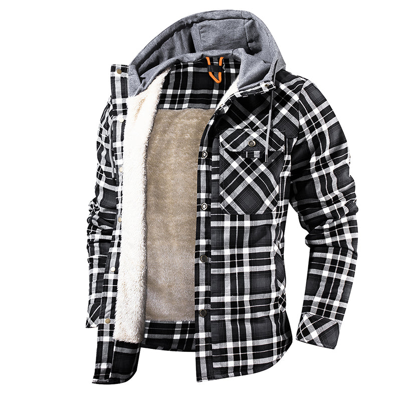 CALORA_ Heren Winterjas met Fleece Voering - Houthakkers Patroon