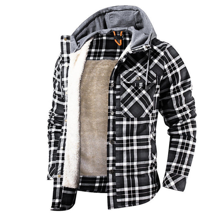 CALORA_ Heren Winterjas met Fleece Voering - Houthakkers Patroon