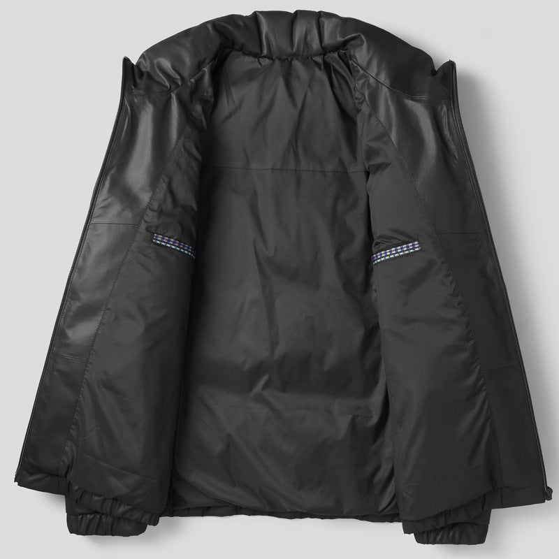 CALORA_ Herfst Winter Leren Donsjack voor Mannen van Schapenvacht