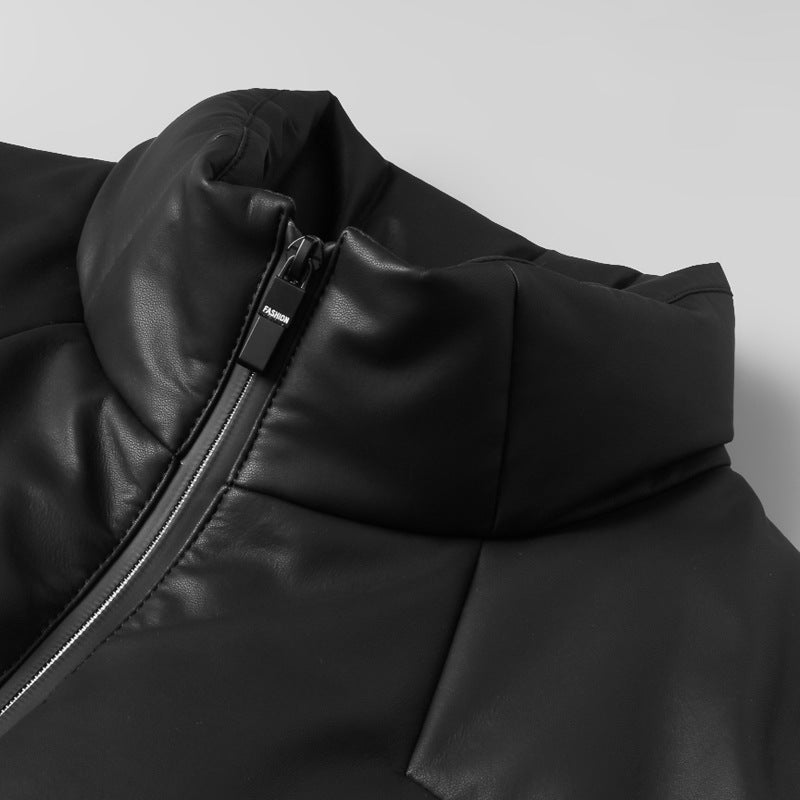 CALORA_ Herfst Winter Leren Donsjack voor Mannen van Schapenvacht