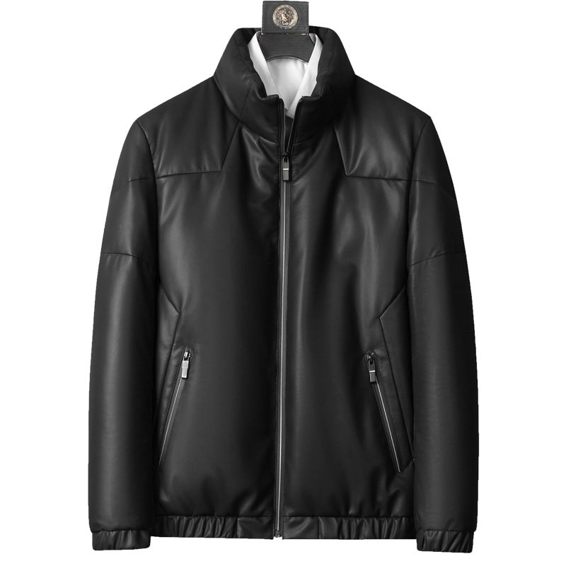CALORA_ Herfst Winter Leren Donsjack voor Mannen van Schapenvacht