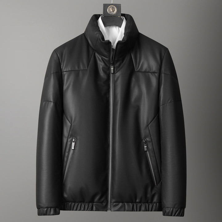 CALORA_ Herfst Winter Leren Donsjack voor Mannen van Schapenvacht