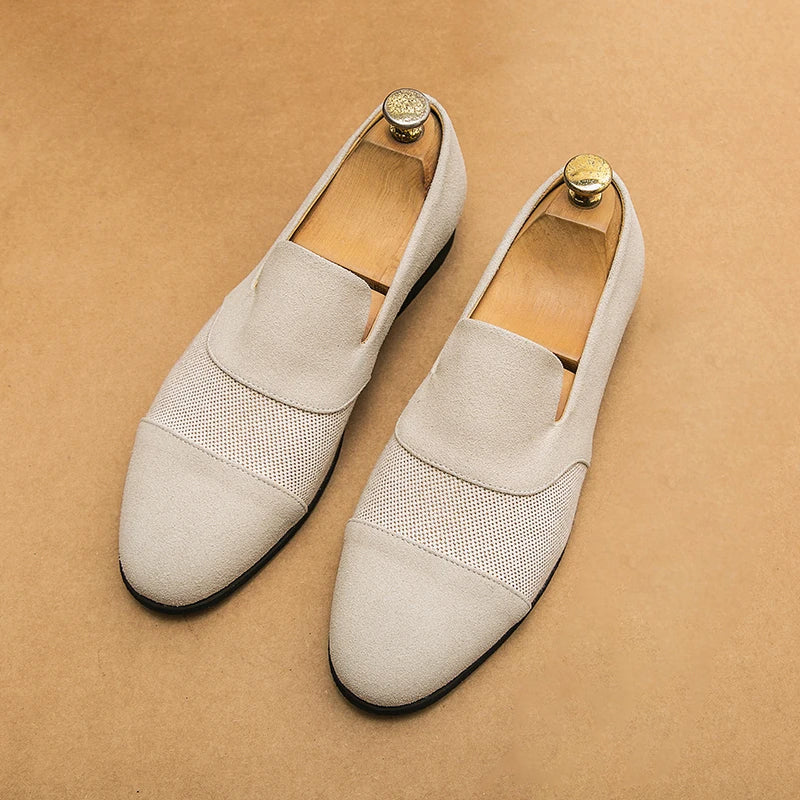 Heritage | Herfst Frosted Leren slip-on loafers - instappers-Loafers-Calora-Beige-39-Calora