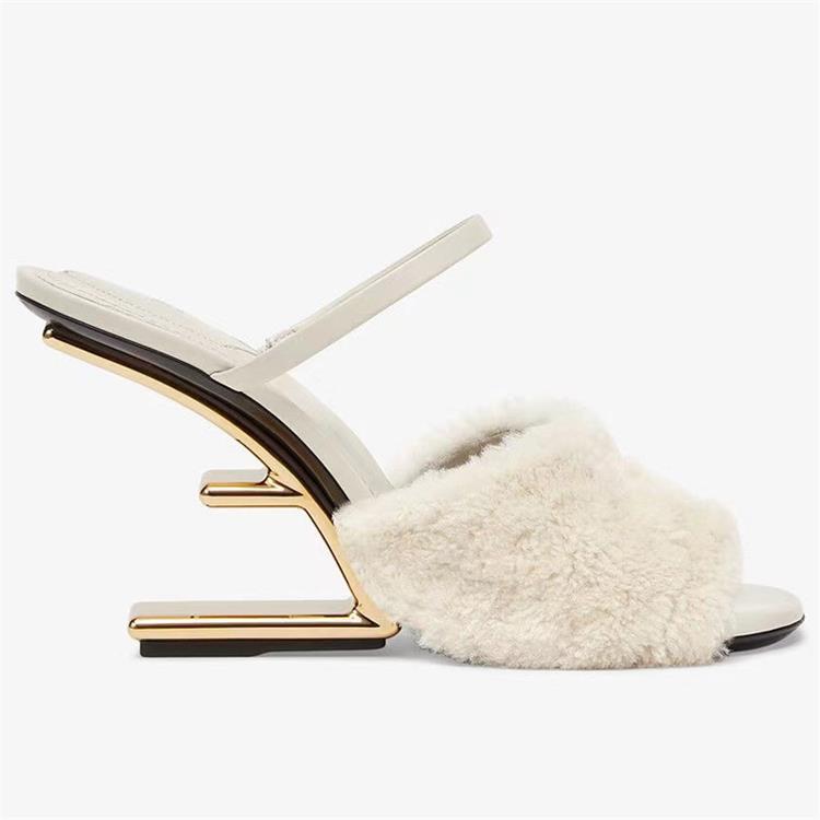 CALORA_ Hoge Fluffy Hakken Slippers Dames