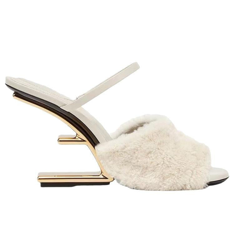 CALORA_ Hoge Fluffy Hakken Slippers Dames