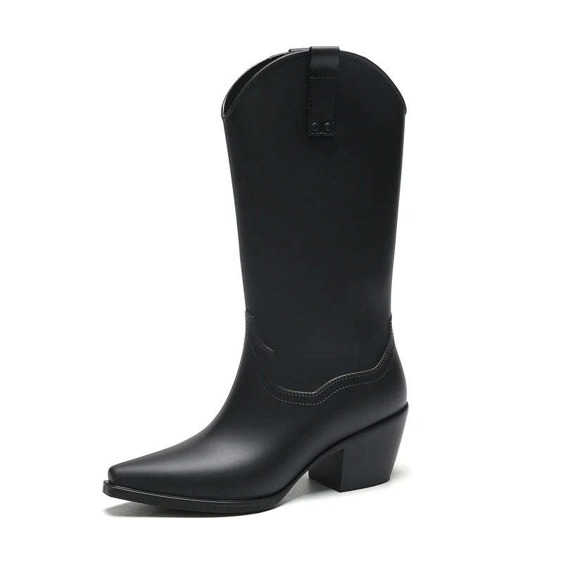 Hoge Rubbere Cowboy Laarzen-Laarzen-Calora-Mat zwart-36-Calora