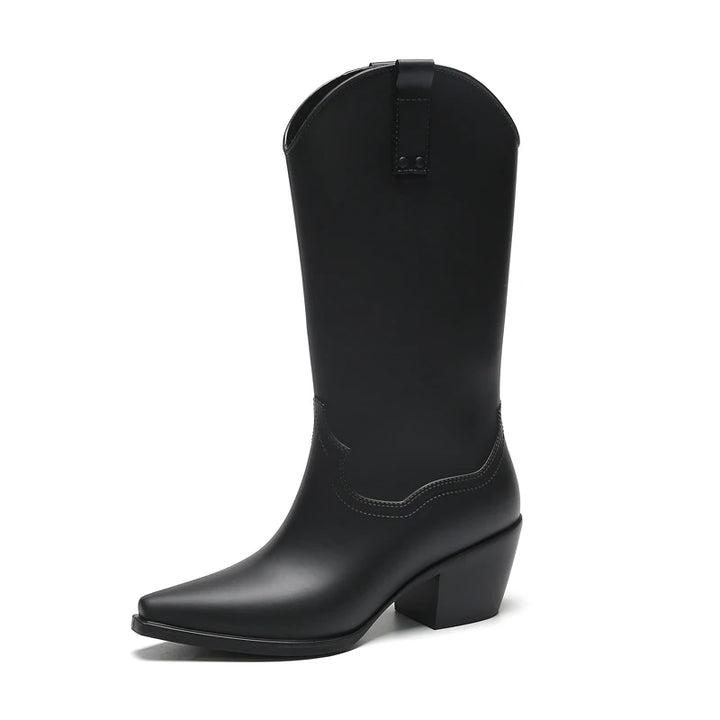 Hoge Rubbere Cowboy Laarzen-Laarzen-Calora-Mat zwart-36-Calora