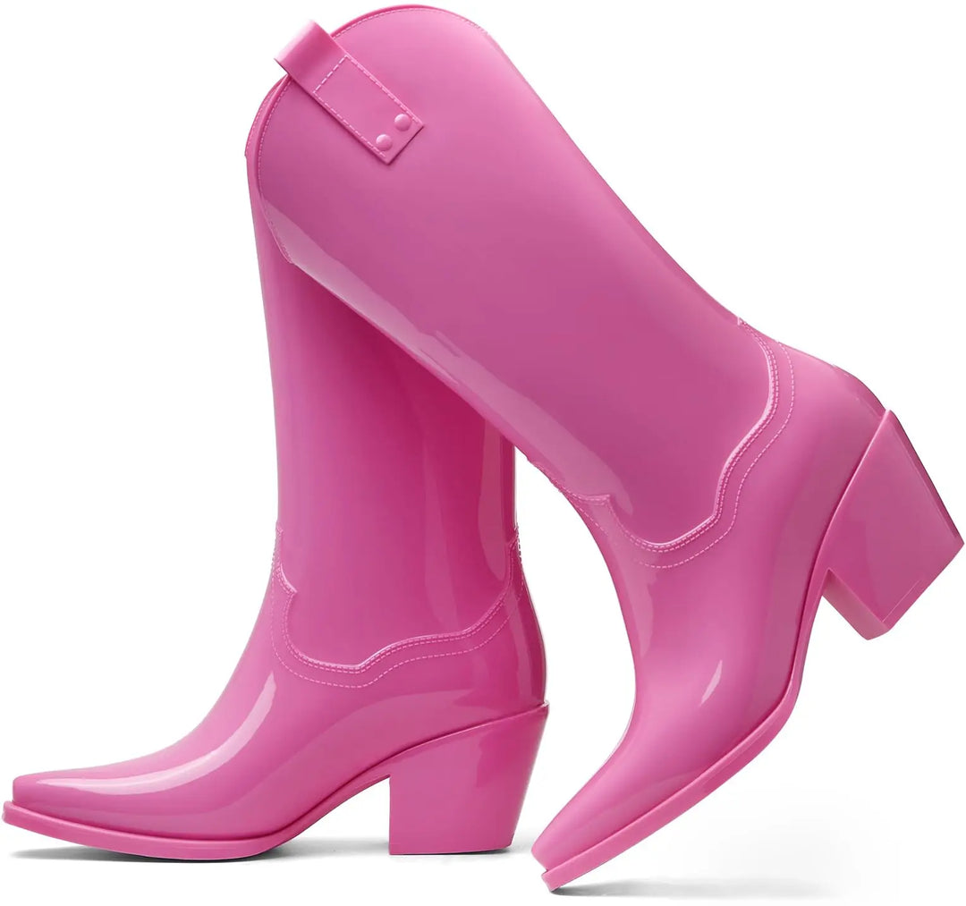 Hoge Rubbere Cowboy Laarzen-Laarzen-Calora-Roze-36-Calora