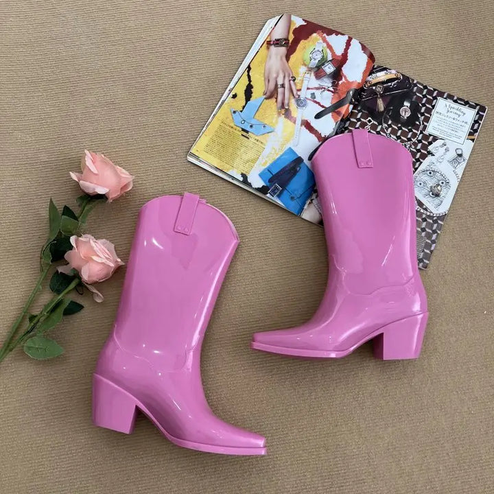 Hoge Rubbere Cowboy Laarzen-Laarzen-Calora-Zwart-36-Calora