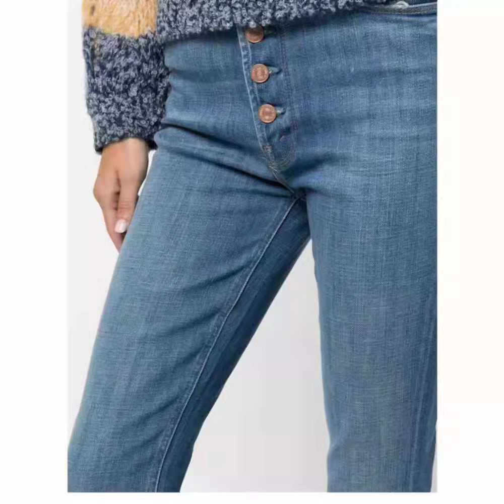 Hoge taille geknoopte cropped broek met ruwe zoom-Wijde Broeken-Calora-Licht-S-Calora