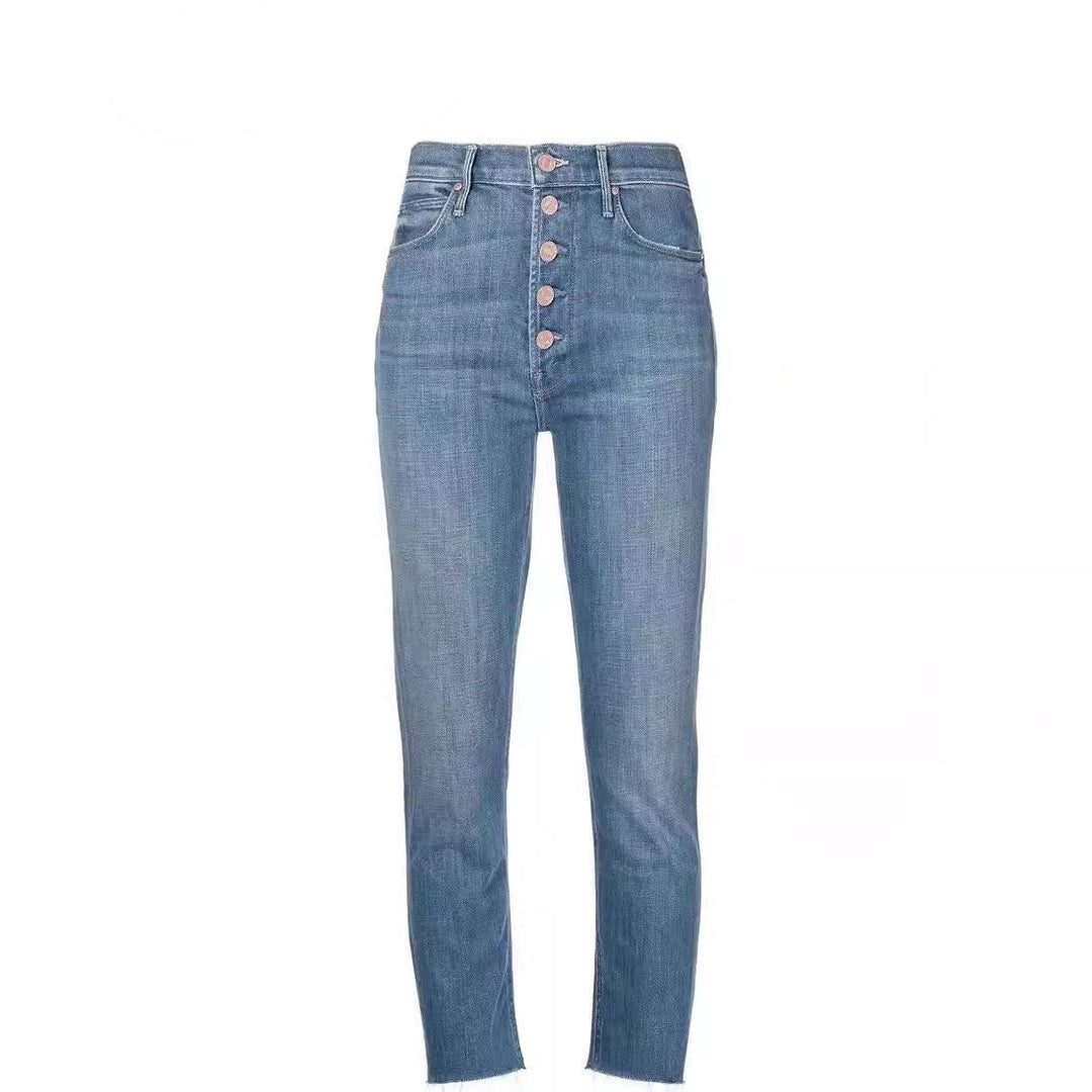 Hoge taille geknoopte cropped broek met ruwe zoom-Wijde Broeken-Calora-Licht-S-Calora